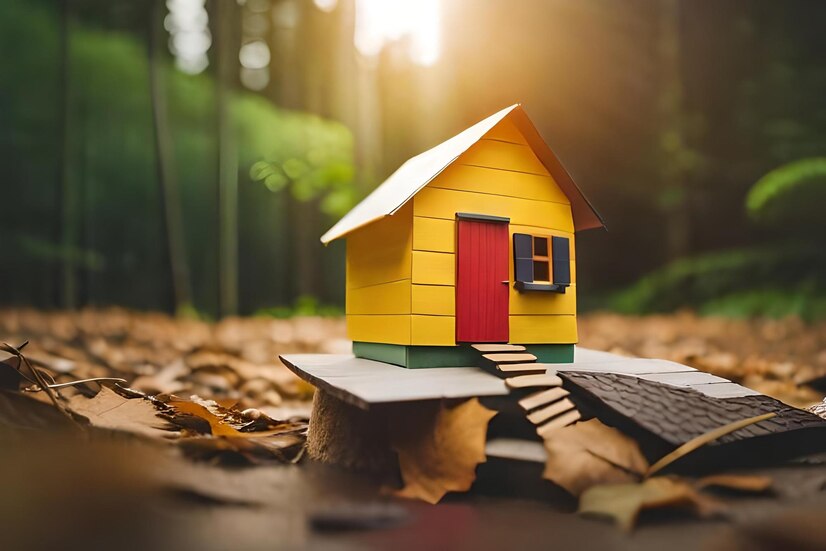 Small Yellow House Sits Leaf Covered Forest Floor 865967 307077